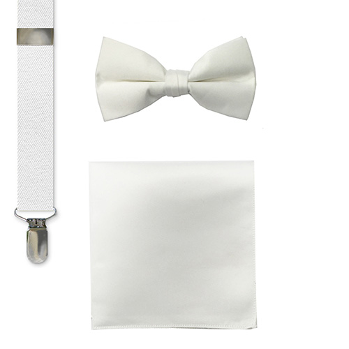bow tie, suspenders and hankerchief sets